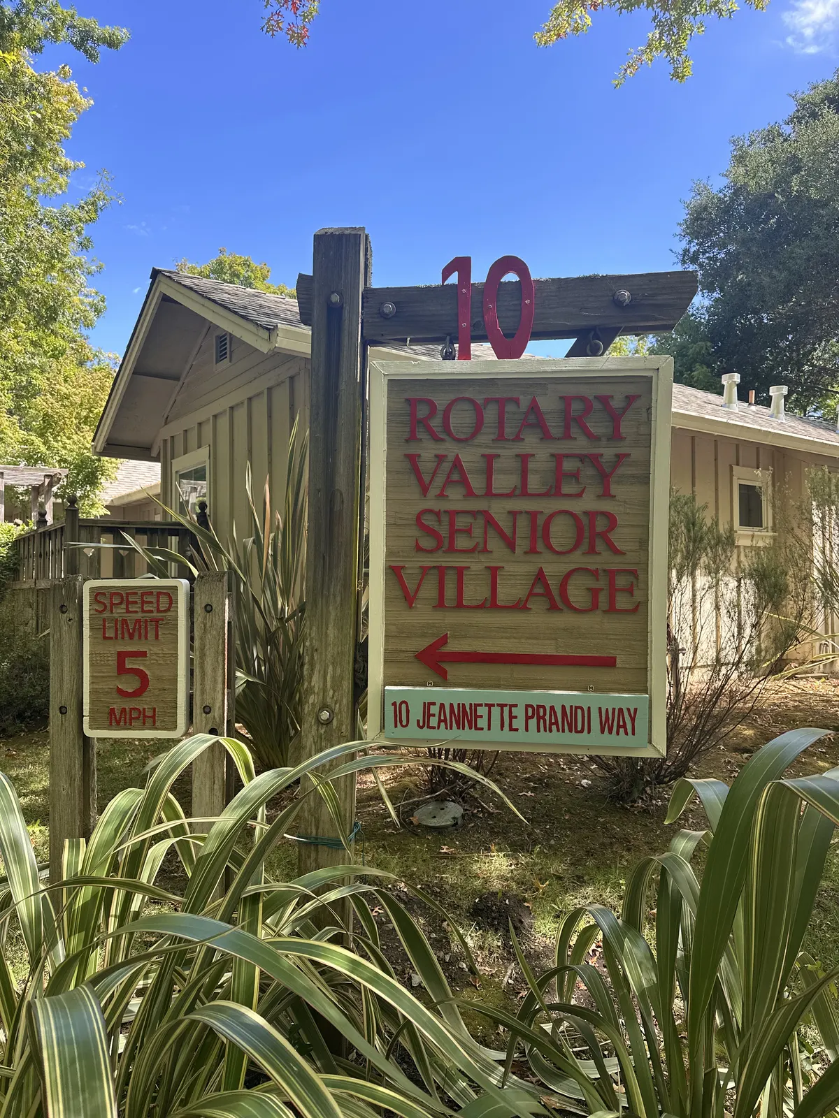 Rotary Valley Senior Village sign at 10 Jeannette Prandi Way, Lucas Valley, San Rafael